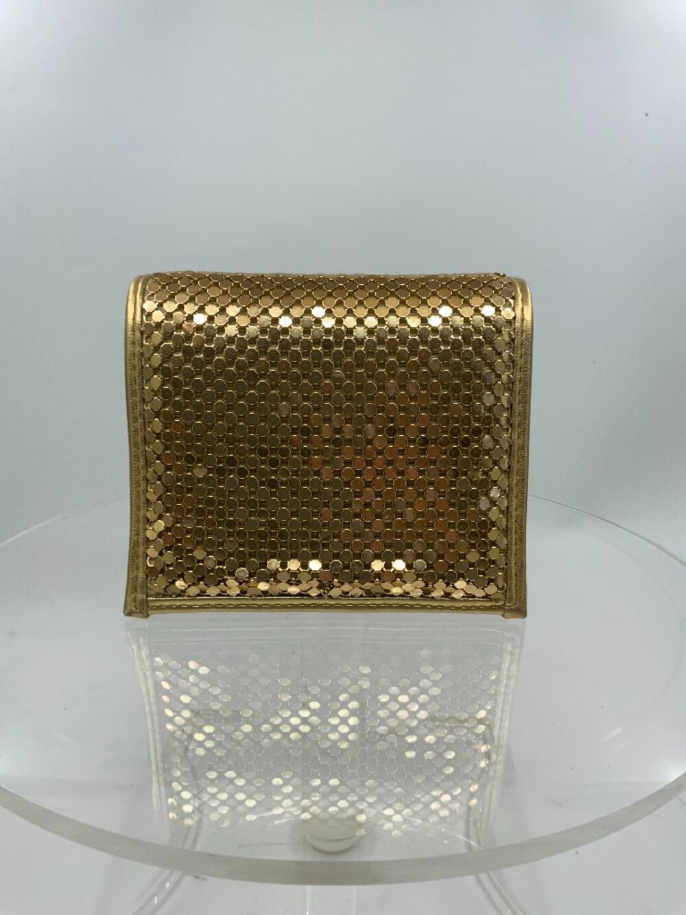 Vintage Gold Metal Mesh Evening Crossbody Clutch Bag